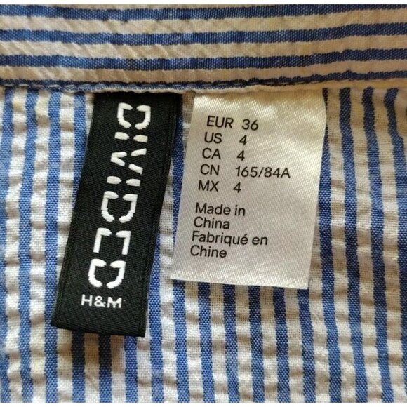 Divided Top 4 Button Up Striped Floral Coastal - Picture 3 of 14